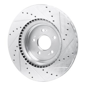 Genesis GV70 Brake Rotor (1) - Front Left - R1 Concepts - Drilled & Slotted - Silver - `21-`25